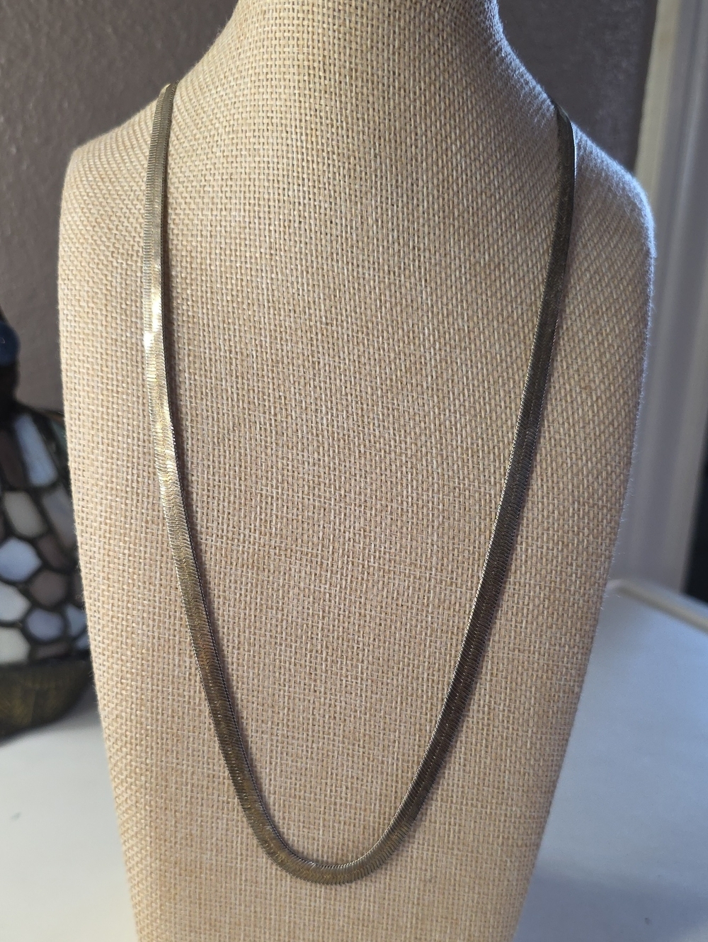 Vintage Premier Designs Silver Herringbone Chain Necklace